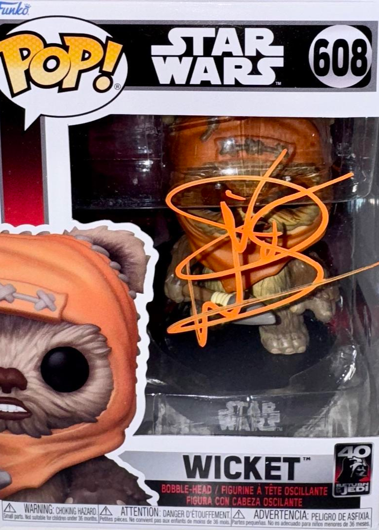Warwick Davis Signed Funko Pop #608 "Wicket" (Star Wars) - Pristine COA #02
